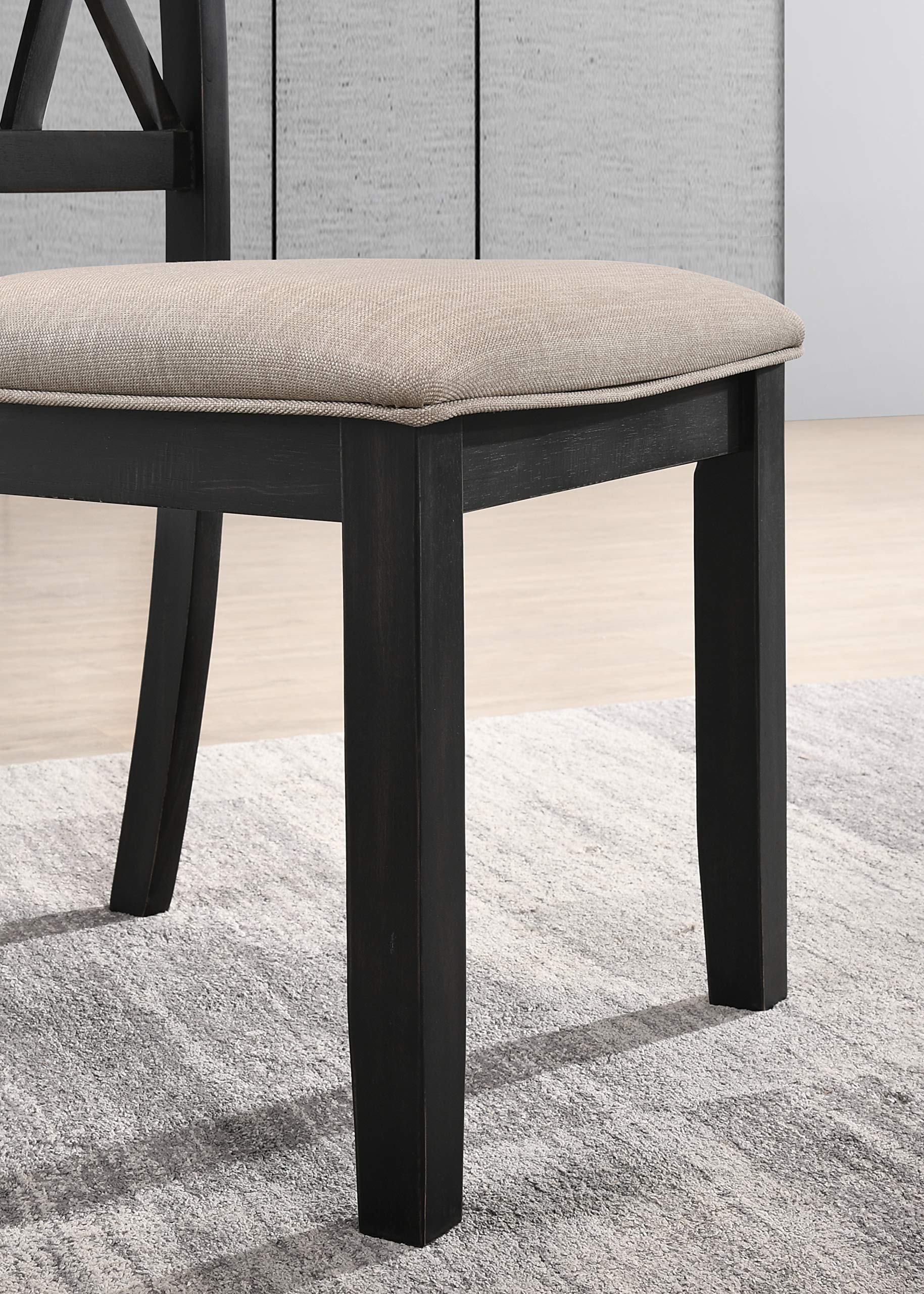 Furniture Windvale Fabric Upholstered Dining Chair in Black, Set of 2